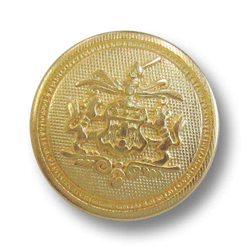 Knopfparadies - 5er Set edle goldene Wappenknöpfe aus Metall mit Öse, Ø: ca. 20mm von Knopfparadies
