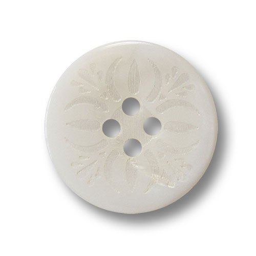 Knopfparadies - 5er Set elegante flache große weiße Perlmutt Knöpfe mit großem floralem Muster/perlmuttweiß/Perlmuttknöpfe/Ø ca. 23mm von Knopfparadies
