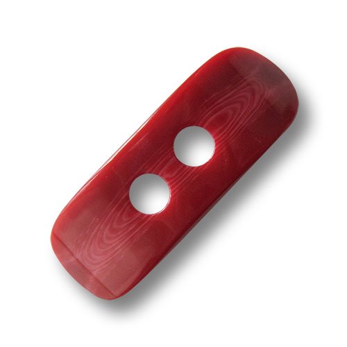 Knopfparadies - 5er Set elegante große rot glänzende Kunststoff Knebelknöpfe mit leichter Melierung/Rot glänzend, meliert/Kunststoffknöpfe/Ø ca. 15x46mm von Knopfparadies