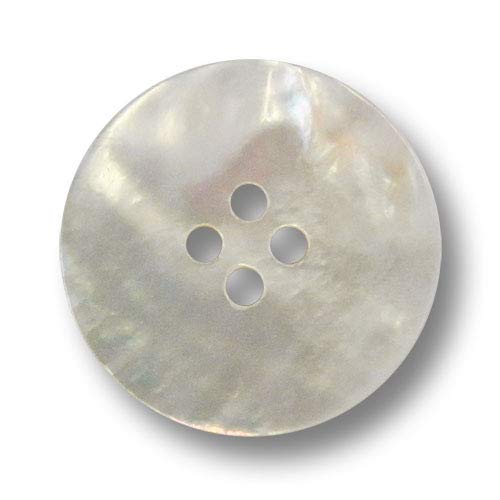Knopfparadies - 5er Set schöne weiß schimmernde Perlmuttknöpfe mit vier Knopflöchern, Ø: ca. 20mm von Knopfparadies