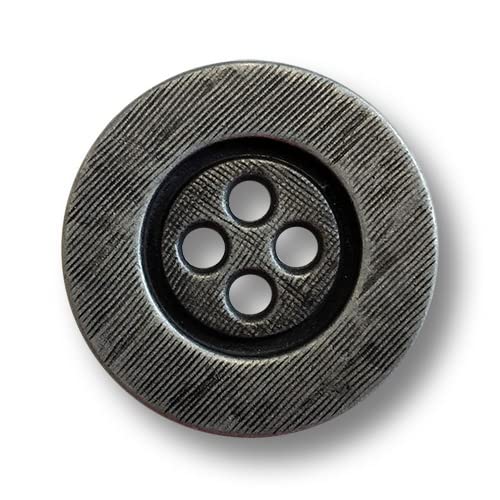 Knopfparadies - 5er Set schwere, eisenfarbene Metallknöpfe mit vier Löchern und breitem Rand! Ø: ca. 25mm! von Knopfparadies