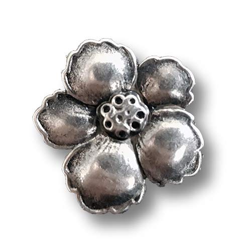 Knopfparadies - 6 entzückend gestaltete Metallknöpfe, plastisches Motiv wie kleine Blüten/Blumen, in altsilber. Ideal als Trachtenknöpfe oder Kinderknöpfe. Durchmesser: ca. 15mm! von Knopfparadies