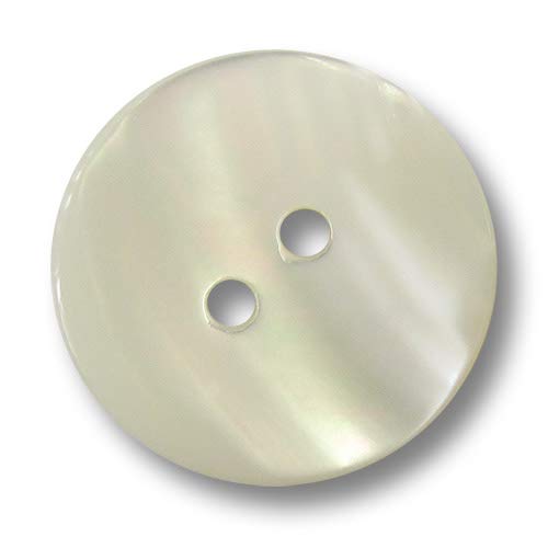 Knopfparadies - 6 wunderschön schimmernde, hochwertig verarbeitete Perlmuttknöpfe in weiß mit zwei Löchern - schlichte Form! Durchmesser: ca. 14mm! von Knopfparadies