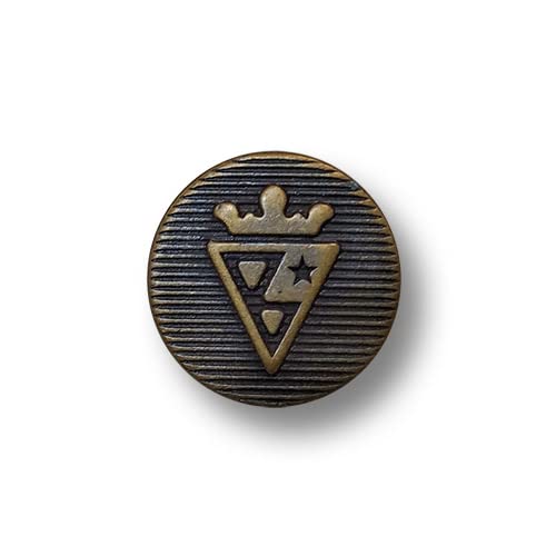 Knopfparadies - 6er Set, kleine, hübsche, altmessingfarbene Metallknöpfe mit gekröntem Wappen. Ø: ca. 10mm! von Knopfparadies