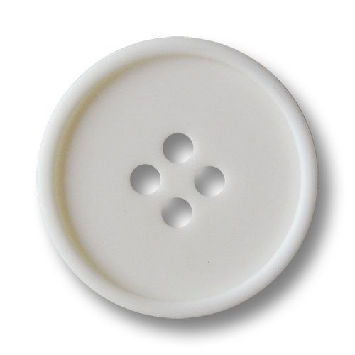 Knopfparadies - 6er Set ganz einfache flache weiße Vierloch Kunststoffknöpfe mit erhöhtem Rand/Weiß/Kunststoff Knöpfe/Ø ca. 22mm von Knopfparadies