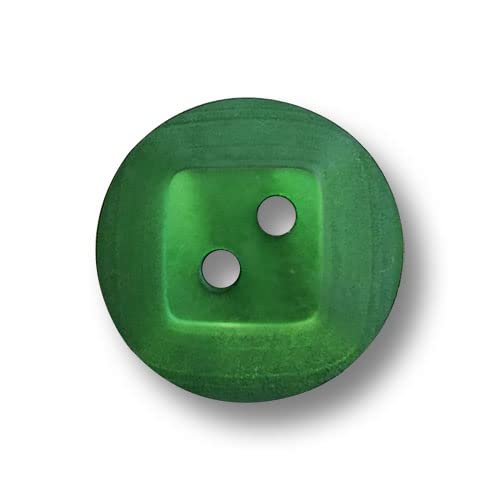 Knopfparadies - 6er Set interessante, grün schimmernde Kunststoffknöpfe mit zwei Löchern. Ø: ca. 15mm! von Knopfparadies