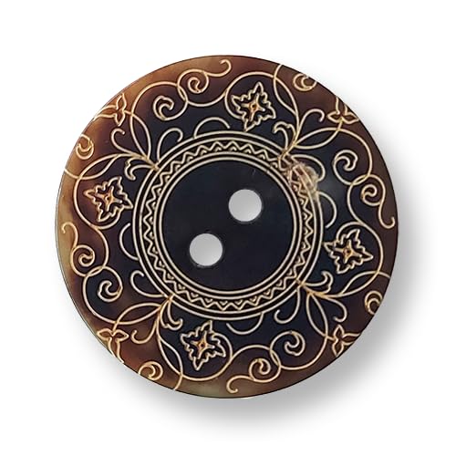 Knopfparadies - 6er Set rotbraune, sehr edle Büffelhornknöpfe, elegantes Lasermuster, Ø: ca. 22mm! von Knopfparadies