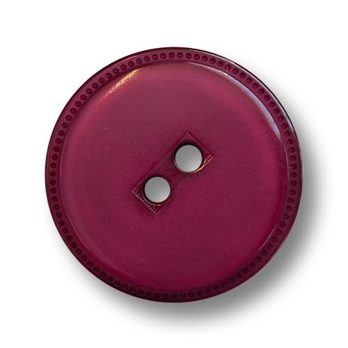 Knopfparadies - 6er Set schlichte, weinrote Kunststoffknöpfe mit zwei Knopflöchern. Ø: ca. 26mm! von Knopfparadies