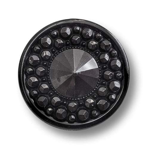 Knopfparadies - 6er Set schwarz funkelnde Kunststoffknöpfe, fast wie Glasknöpfe. Ø: ca. 16mm! von Knopfparadies