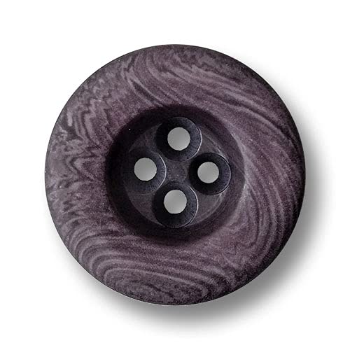 Knopfparadies - 6er Set urige, dunkel violette Kunststoffknöpfe mit Maserung fast wie Holzknöpfe. Ø: ca. 18mm! von Knopfparadies