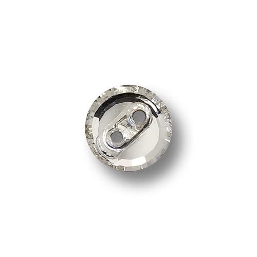 Knopfparadies - 6er Set wunderschöne, winzige, silber schimmernde Glasknöpfe mit zwei Löchern. Ø: ca. 10mm von Knopfparadies