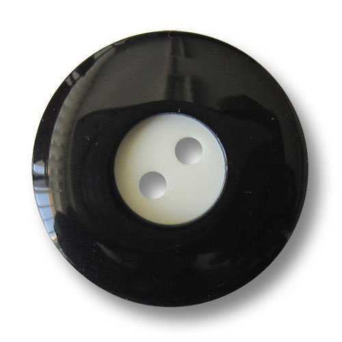 Knopfparadies - 8er Set Klassische Zweiloch Kunststoffknöpfe in Schwarz und Weiß/Schwarz & Weiß glänzend/Kunststoff Knöpfe/Ø ca. 23mm von Knopfparadies