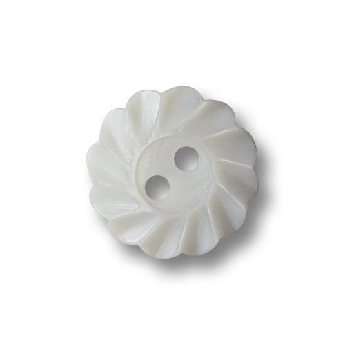 Knopfparadies - 8er Set bezaubernde kleine nostalgische weiße Zweiloch Perlmuttknöpfe wie Rosette oder Blüte aus Süßwasser Perlmutt/Weiß/Perlmuttknöpfe/Ø ca. 11mm von Knopfparadies
