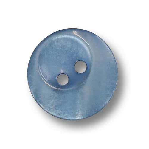 Knopfparadies - 8er Set blau schimmernde Kunststoffknöpfe mit zwei Löchern. Ø: ca. 15mm! von Knopfparadies