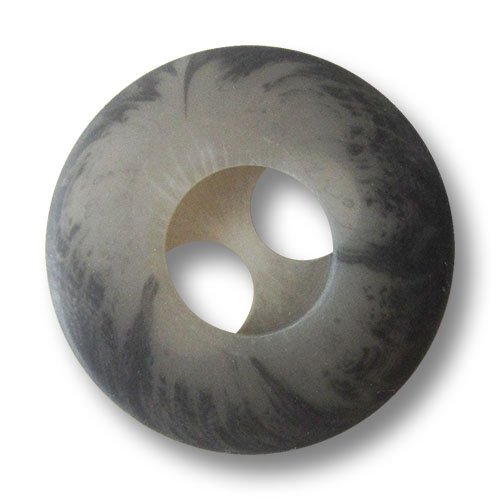 Knopfparadies - 8er Set dekorative grau melierte Zweiloch Kunststoffknöpfe in Horn Optik/Ring Form mit abgesenkter Knopfmitte und elipsenförmigen Knopflöchern/Ø ca. 23mm von Knopfparadies