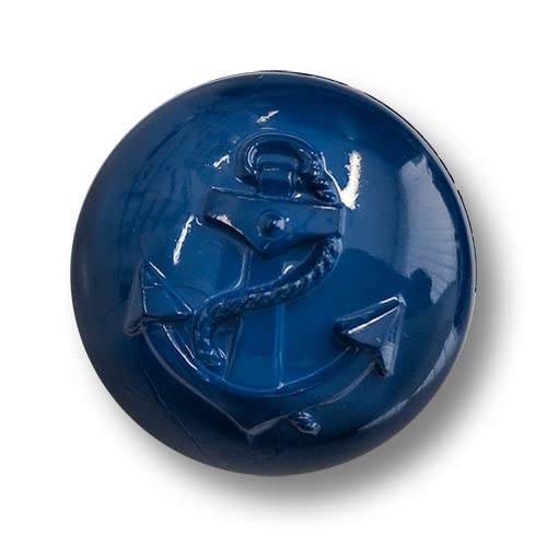 Knopfparadies - 8er Set dunkelblaue, gewölbte Kunststoffknöpfe mit maritimem Motiv: Anker! Ø: ca. 11mm! von Knopfparadies