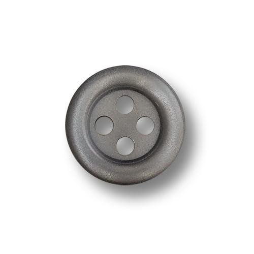 Knopfparadies - 8er Set grau schimmernde Blusenknöpfe aus Kunststoff mit vier Knopflöchern. Ø: ca. 12mm! von Knopfparadies