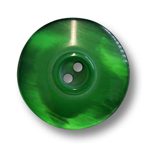 Knopfparadies - 8er Set grün schimmernde Kunststoffknöpfe mit zwei Löchern. Ø: ca. 15mm! von Knopfparadies