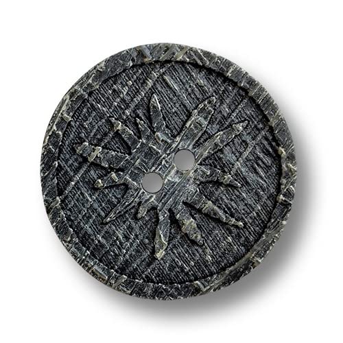 Knopfparadies - 8er Set urig wirkende, dunkelgraue Trachtenknöpfe aus Kunststoff. Ø: ca. 20mm! von Knopfparadies