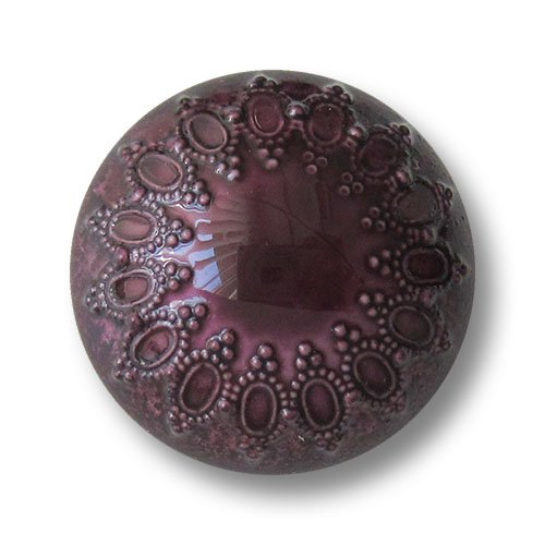 Knopfparadies - 8er Set wunderschöne lila glänzende Kunststoff Ösen Knöpfe in Halbkugel Form mit Ornament Muster/lila glänzend/Kunststoffknöpfe/Ø ca. 18mm von Knopfparadies