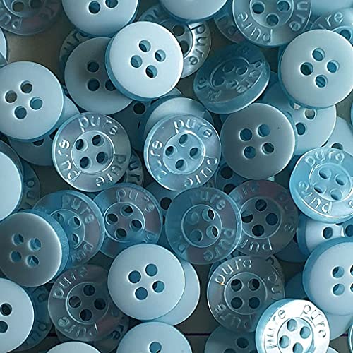 Knopfparadies - Packung 10 hübsche 4-Loch Kunststoffknöpfe in verschiedenen Farben und Größen/Blusenknöpfe/Hemdenknöpfe (hellblau, Ø ca. 9mm) von Knopfparadies
