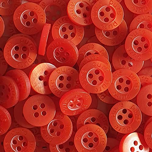 Knopfparadies - Packung 10 hübsche 4-Loch Kunststoffknöpfe in verschiedenen Farben und Größen / Blusenknöpfe / Hemdenknöpfe (korall-rot, Ø ca. 11,5mm) von Knopfparadies