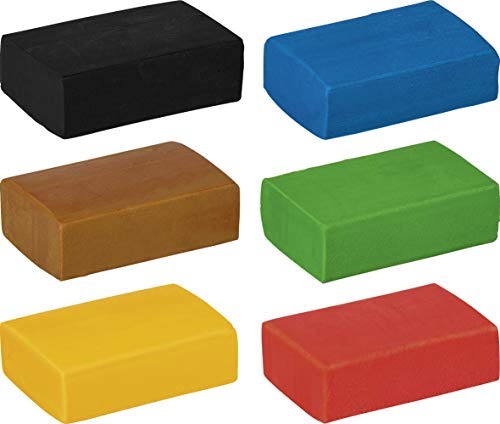 Knorr prandell 212159050, Modelliermassen-Set (6x20g), Colorpack Basic, Kneten & Radieren mit den Farben gelb, rot, blau, grün, braun, schwarz von Knorr Prandell
