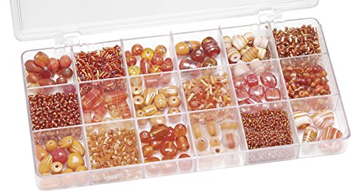 Knorr prandell 216050100 Sortimentsbox Glasperlen (groß, 21 x 10,5 x 2,4 cm, 200 g) orange von Knorr Prandell