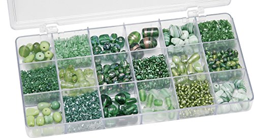Knorr prandell 216050440 Sortimentsbox Glasperlen (21 x 10,5 x 2,4 cm, 200 g) grün von Knorr Prandell