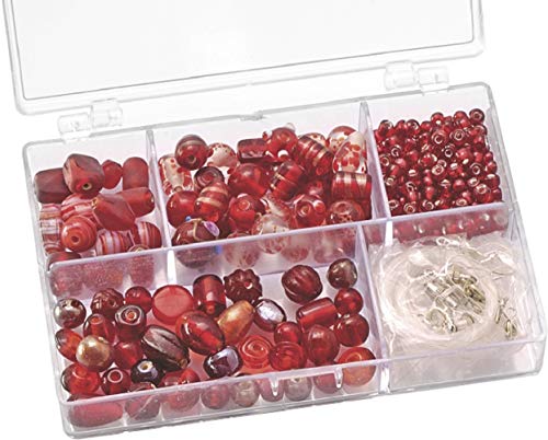 KnorrPrandell 216049150 Sortimentsbox Glasperlen (klein, 11,5 x 7,5 x 2,5 cm, 80 g) rot von Knorr Prandell