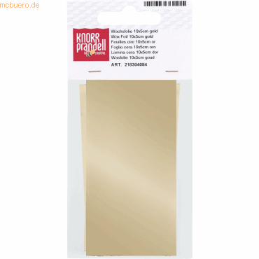 6 x Knorr prandell Wachsfolie 100x50mm gold VE=2 Stück 6 x Knorr prandell Wachsfolie 100x50mm gold VE=2 Stück von Knorr prandell