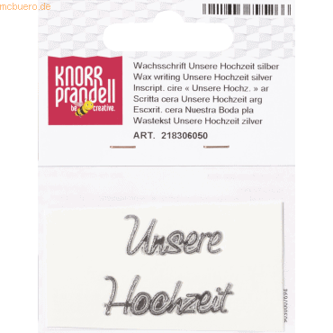 6 x Knorr prandell Wachsschrift 'Unsere Hochzeit' 10 cm silber von Knorr prandell