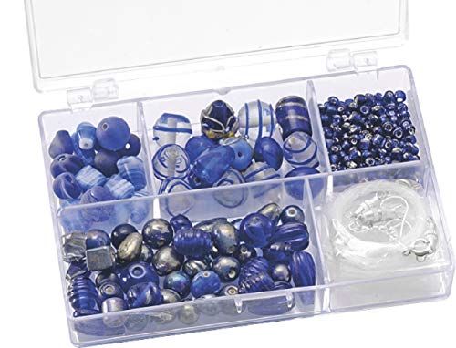 KnorrPrandell 216049350 Sortimentsbox Glasperlen (klein, 11,5 x 7,5 x 2,5 cm, 80 g) blau von Knorr Prandell