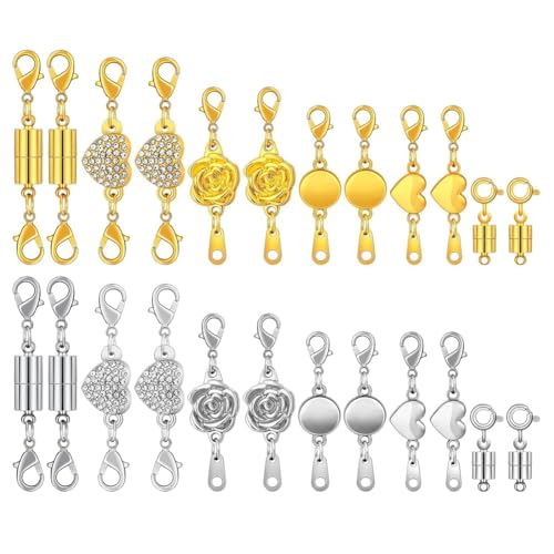 Knoruley 24-Teiliges Magnetverschlussset für Halsketten, Rund, Zylindrisch, Rosafarben, Magnetverschluss für Schmuck, Verriegelung für Halsketten von Knoruley