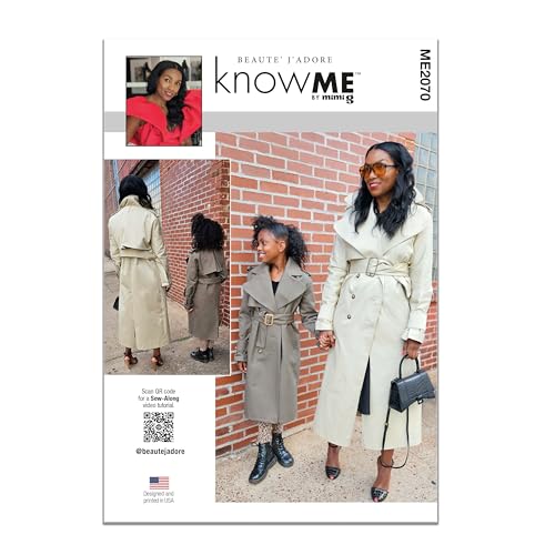 Know Me ME2070K5 Schmaler Trenchcoat für Mädchen Schnittmuster-Paket von Beaute' J'Adore, Design-Code ME2070, Papier, Mehrfarbig, Sizes 7-8-10-12-14 von Know Me