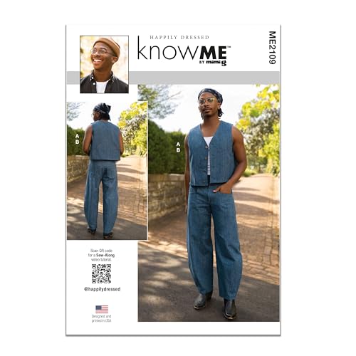 Know me ME2109BB Men's Lined Vest and Barrel Leg Pants, Schnittmuster-Paket von Happily Dressed, Design-Code ME2109, Papier, mehrfarbig, 44-46-48-50-52 von Know me