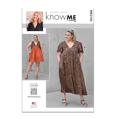 Know Me Schnittmuster ME2120Y5 Damenkleid mit Ärmel- und Längenvariationen von Alisha Grace Y5 (46-50-52-54-54) von Know me