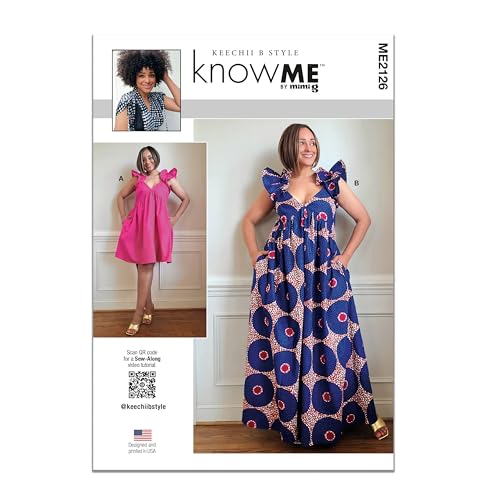 Know Me Schnittmuster ME2126A Damenkleid in zwei Längen von Keechii B, Stil A (S-M-L-XL-XXL) von Know me