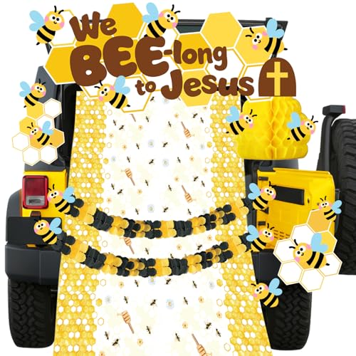 We Bee-Long to Jesus Trunk or Treat Auto Dekorationen Kit, Halloween Bumblebee Trunk or Treat Dekorationen für SUV Auto Torbogen Garagentor Party Dekorationen von Know me