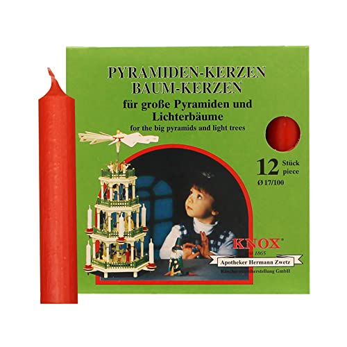 Pyramidenkerzen 17/100 - rot 12 Stk. Pyramidenkerzen 17/100 - rot 12 Stk. von Knox