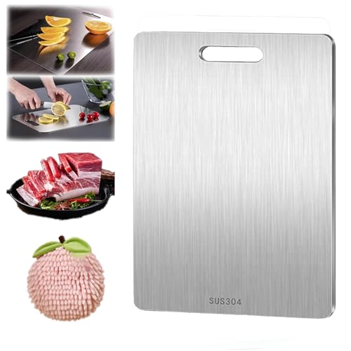 Katuchef Titan Schneidebrett, Katuchef Titanium Cutting Board, Doppelseitiges Schneidebrett aus lebensmittelechtem Reintitan für Fleisch, Hygienisch und Langlebig (M: 36 * 25cm/14.7 * 9.8in) von Knubbuf