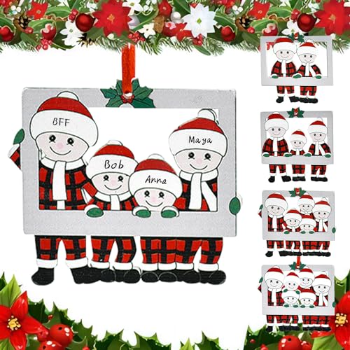 2023 Weihnachtsbaum Dekorationen, personalisierter Holz-Bilderrahmen, DIY-Name, Weihnachtsschmuck, hängende Anhänger, Familie von 2, 3, 4, 5, 6, Weihnachtsdekoration, Geschenke für Zuhause (Familie von KoMico