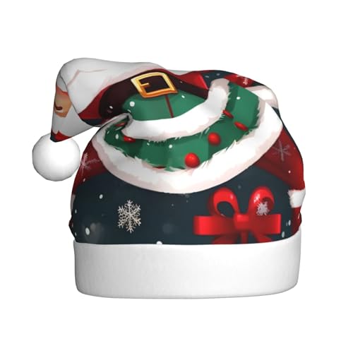 KoNsev Weihnachtsmütze, Weihnachtsmannmütze für Erwachsene, lustige Hüte für Erwachsene, Party-Kostüm, Frohe Weihnachten, Weihnachtsmann-Druck von KoNsev