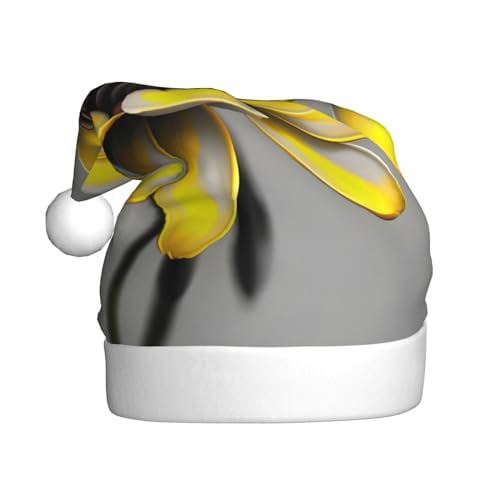 KoNsev Weihnachtsmütze, Weihnachtsmannmütze für Erwachsene, lustige Hüte für Erwachsene, Party-Kostüm, gelb-grauer Blumendruck von KoNsev