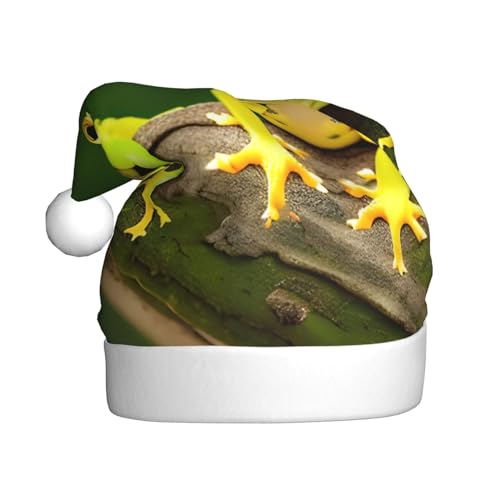 KoNsev Weihnachtsmütze, Weihnachtsmannmütze für Erwachsene, lustige Hüte für Erwachsene, Party-Kostüm, zwei Geckos-Druck von KoNsev