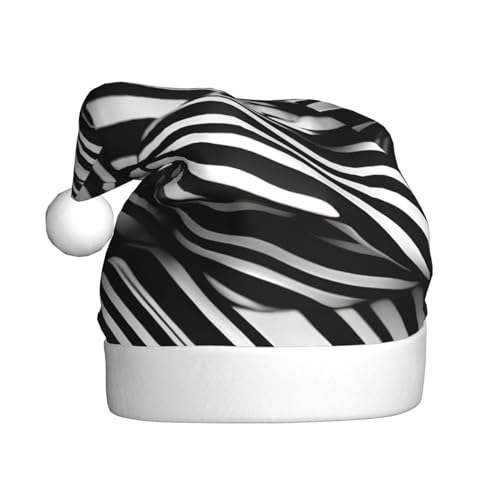 KoNsev Weihnachtsmütze für Erwachsene, Weihnachtsmannmütze, lustige Hüte für Erwachsene, Party-Kostüm, Streifen, schwarz-weißer Druck von KoNsev