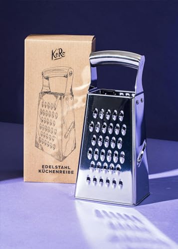 KoRo - Edelstahl Küchenreibe - Vierkantreibe - Spülmaschinen geeignet - Aus rostfreiem Edelstahl - Grobe und feine Raspel-Ergebnisse von KoRo