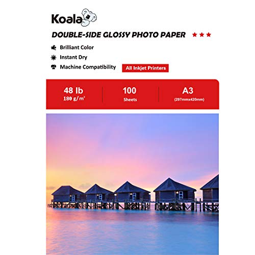 Koala Fotopapier für Tintenstrahldrucker, Doppelseitig, Glänzend, A3, 180 g/m², 100 Blatt. Geeignet zum Drucken von Fotos, Zertifikaten, Broschüren, Flyern, Faltblättern, Grußkarten, Kalendern, Kunst Koala Fotopapier für Tintenstrahldrucker, Doppelseitig, Glänzend, A3, 180 g/m², 100 Blatt. Geeignet zum Drucken von Fotos, Zertifikaten, Broschüren, Flyern, Faltblättern, Grußkarten, Kalendern, Kunst von Koala