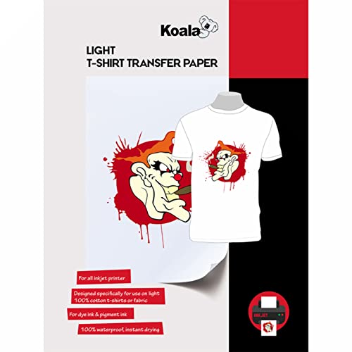 KOALA Inkjet Transferpapier zum Aufbügeln für helles und weißes T-Shirt/Textilien, DIN A3, 10 Blatt. Für Tintenstrahldrucker von Koala