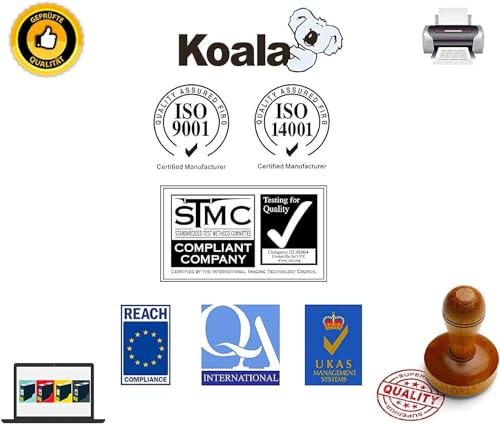 Koala 5x Compatible para Brother P-touch Tapes Etiqueta Reemplazo 9mm TZe-221 TZe221 TZe 221 TZ221 Laminado Tze Tz Label Tape para Maker PT-H100 PT-H105 PTH110 PTD400 PTD600 PT-P900W von Koala